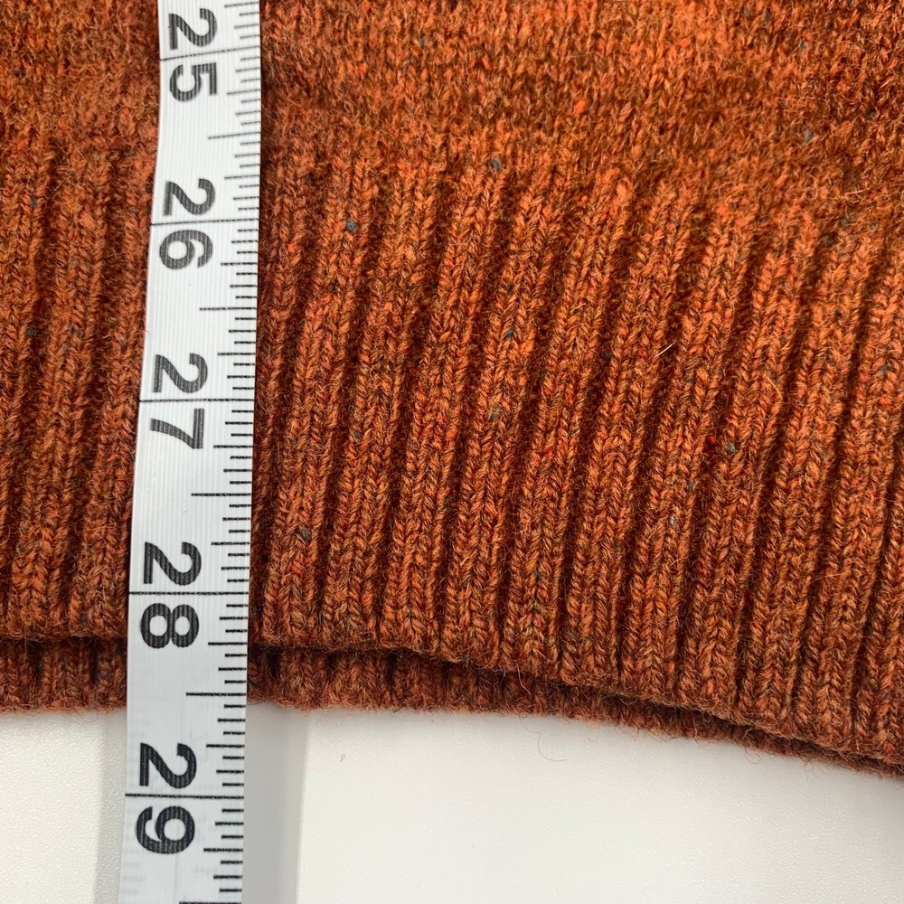 LL Bean Shetland Wool Quarter Zip Mens XL Orange Excellent Elbow Patches 285327 - Picture 7 of 8